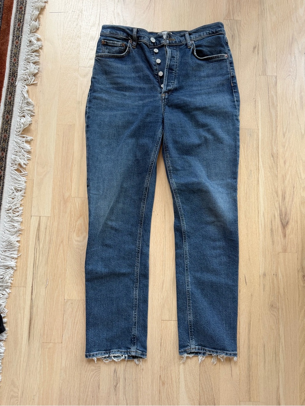 Agolde Straight-Leg Jeans in Dark Blue Denim